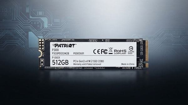 Ổ cứng SSD Patriot P300 512GB | PCIe Gen3 x4 NVMe, M.2 2280 (P300P512GM28)