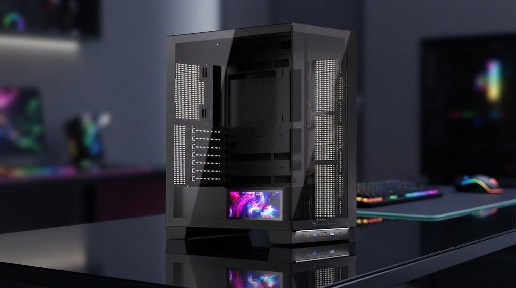 Thùng máy Leopard AX-8 LCD (Không kèm Fan) | Mid Tower, ATX/M-ATX/ITX, ARGB, Kính cường lực, Đen