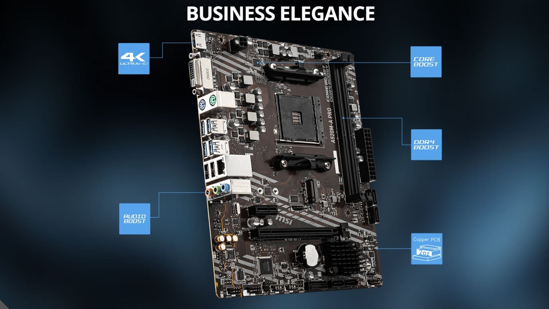 Mainboard MSI A520M-A Pro - Nâng cấp công nghệ bộ nhớ và âm thanh