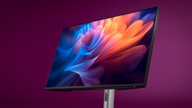 Màn hình Dell P2725H sở hữu thiết kế tối giản với viền siêu mỏng, tạo nên diện mạo hiện đại và tinh tế