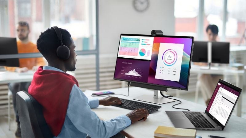 Màn hình Dell P2725H sở hữu hệ thống cổng kết nối đa dạng, bao gồm HDMI, DisplayPort, VGA và đặc biệt là USB-C