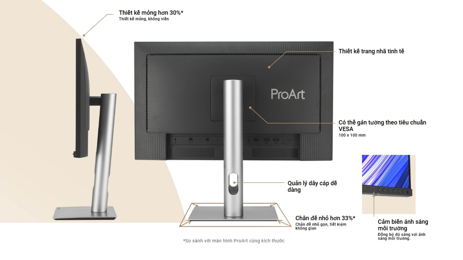 Màn hình ASUS ProArt PA278CGRV – Chân đế công thái học
