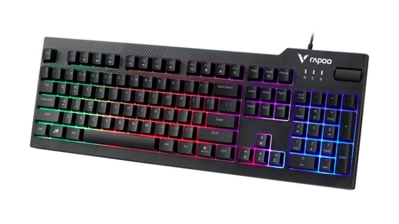 Hệ thống đèn nền RGB đa sắc màu của Rapoo V50s tạo nên hiệu ứng thị giác ấn tượng
