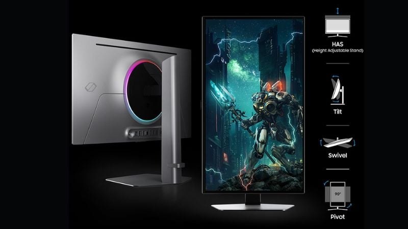 Samsung Odyssey OLED G6 mang thiết kế tối giản và hiện đại với kích thước 27 inch, viền siêu mỏng