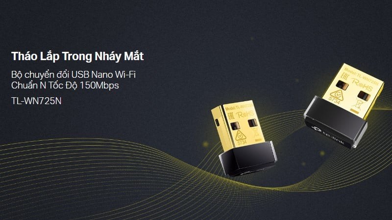 USB Thu wifi TP-Link TL-WN725N được thiết kế kiểu dáng nhỏ gọn, tiện lợi