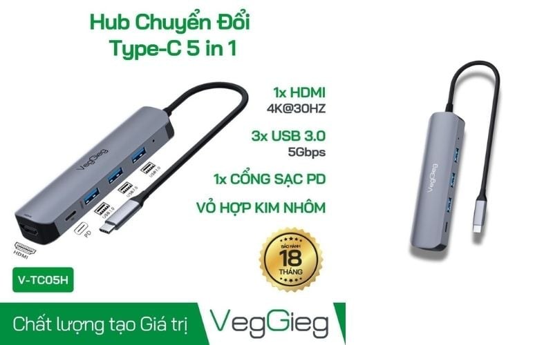 VEGGIEG V-TC05H tương thích với nhiều hệ điều hành phổ biến như Windows, macOS, Android, và Windows Phone