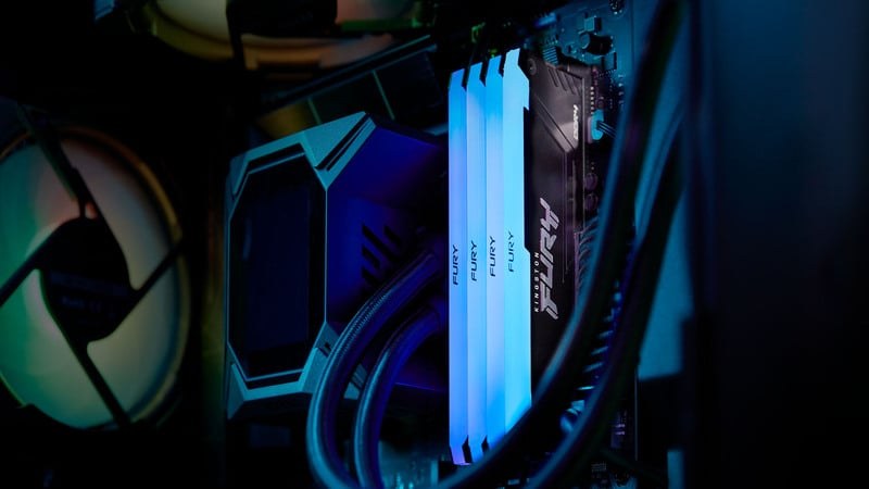 RAM Kingston 16GB 3200Mhz Fury Beast (1x 16GB) sở hữu thiết kế thanh lịch, sang trọng với hiệu ứng RGB độc đáo